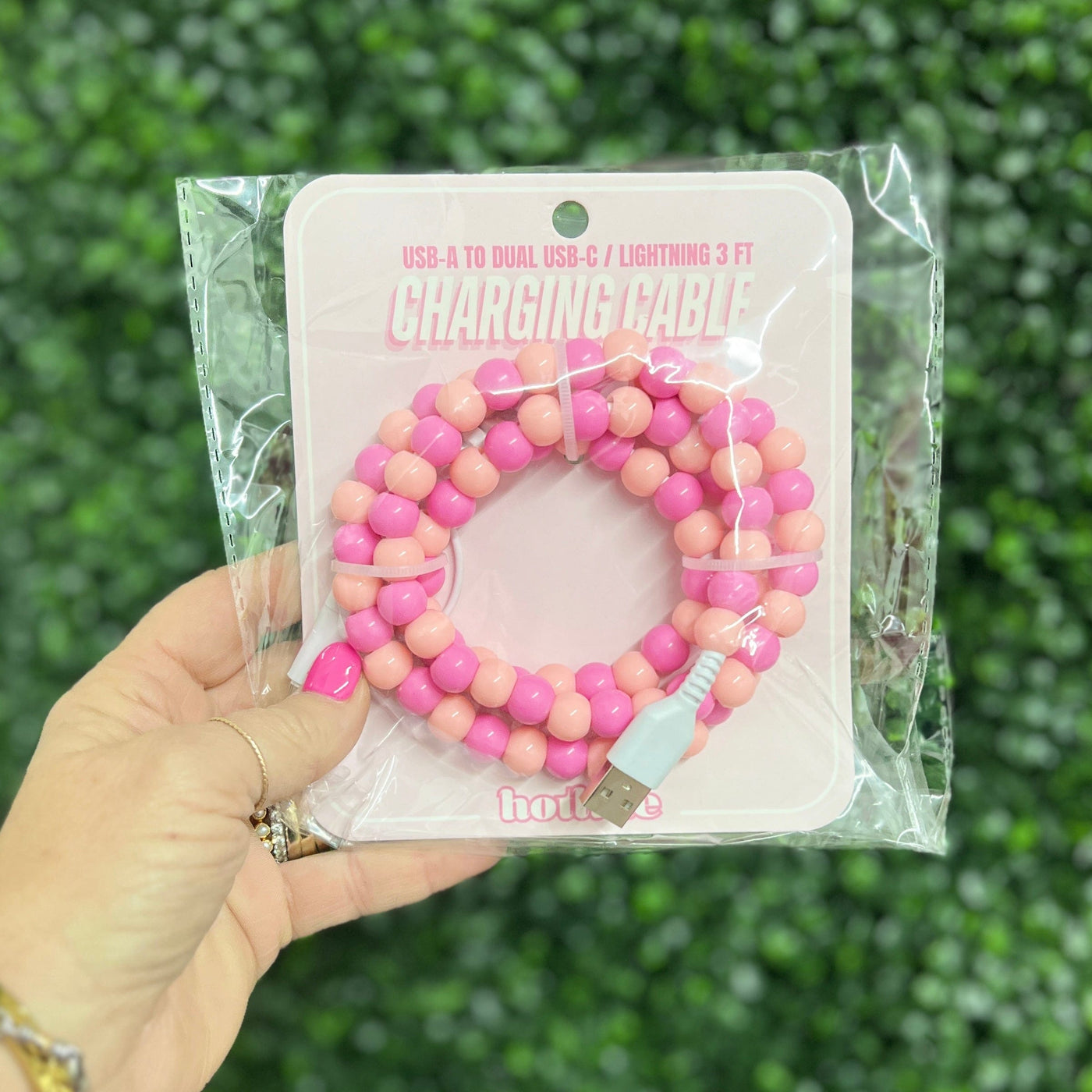 Beaded Phone Chargers Shabby Chic Boutique and Tanning Salon Pink and Peach