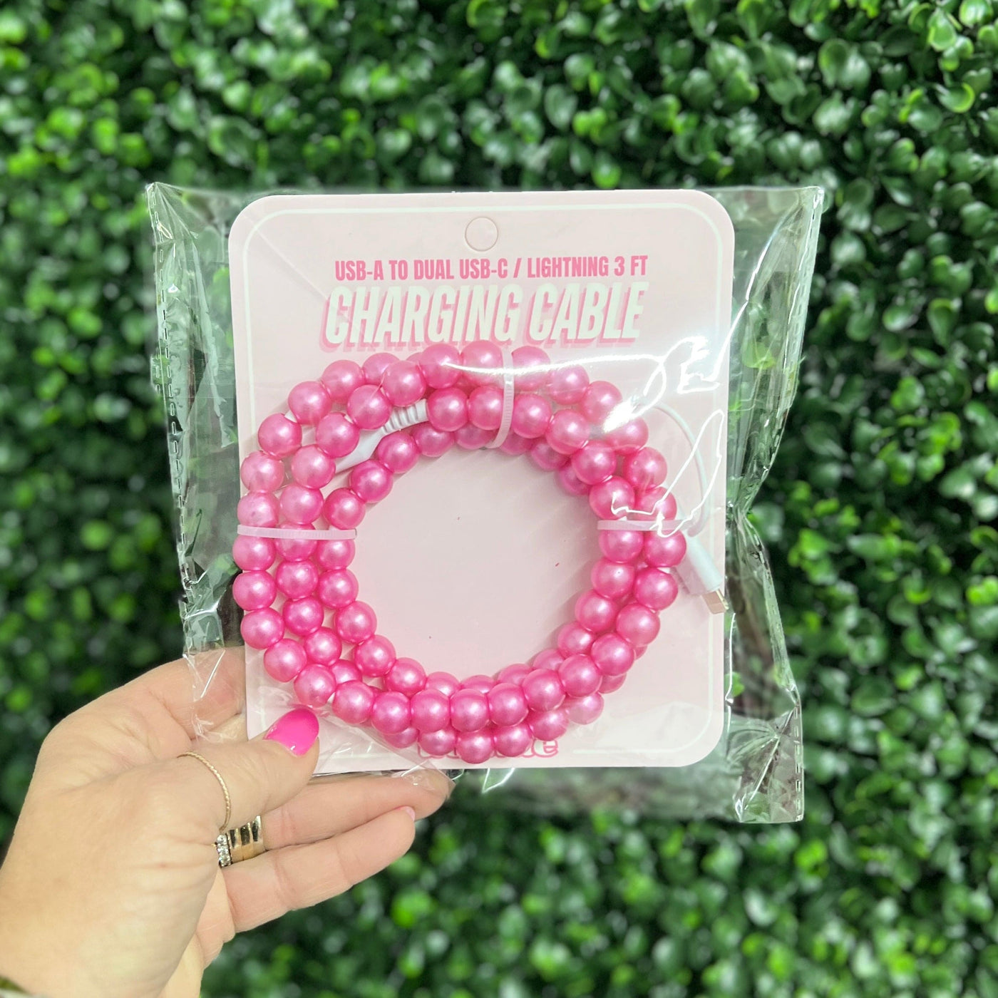 Beaded Phone Chargers Shabby Chic Boutique and Tanning Salon Pink Pearl