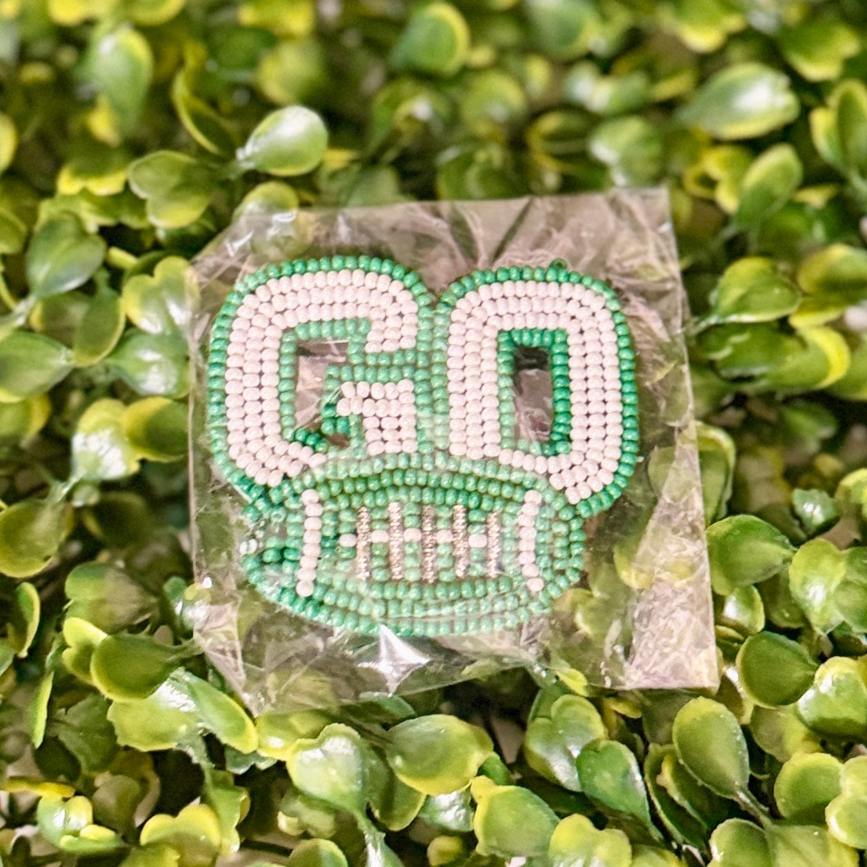 Beaded Pins For Caps or Jackets Shabby Chic Boutique and Tanning Salon Green/White