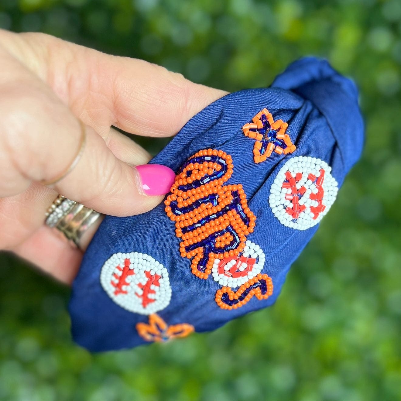 Beaded Team Headbands Shabby Chic Boutique and Tanning Salon Navy Team