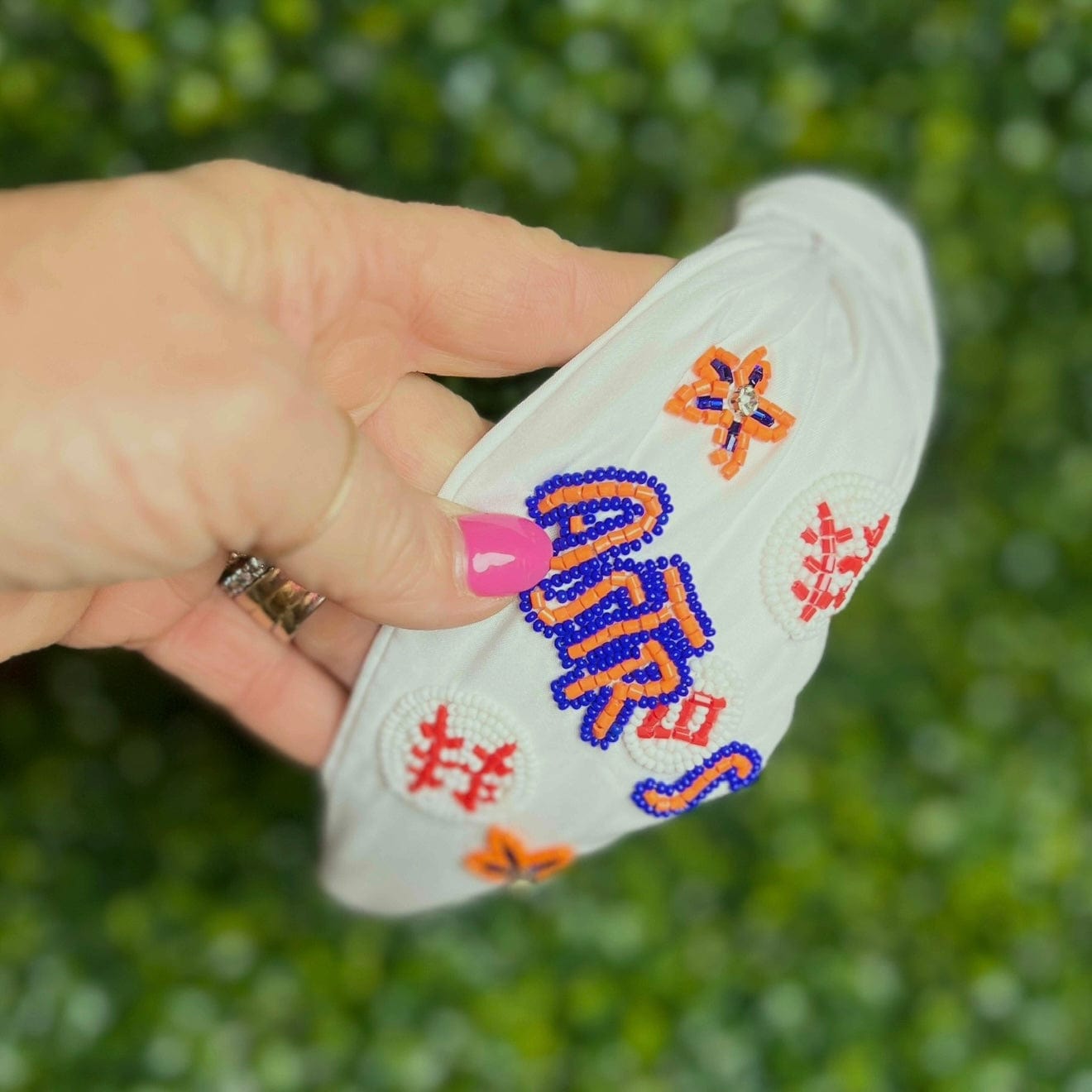 Beaded Team Headbands Shabby Chic Boutique and Tanning Salon White Team