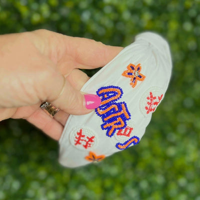 Beaded Team Headbands Shabby Chic Boutique and Tanning Salon White Team