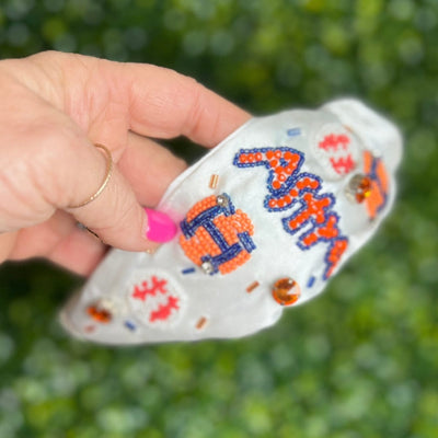 Beaded Team Headbands Shabby Chic Boutique and Tanning Salon White Team with Stones