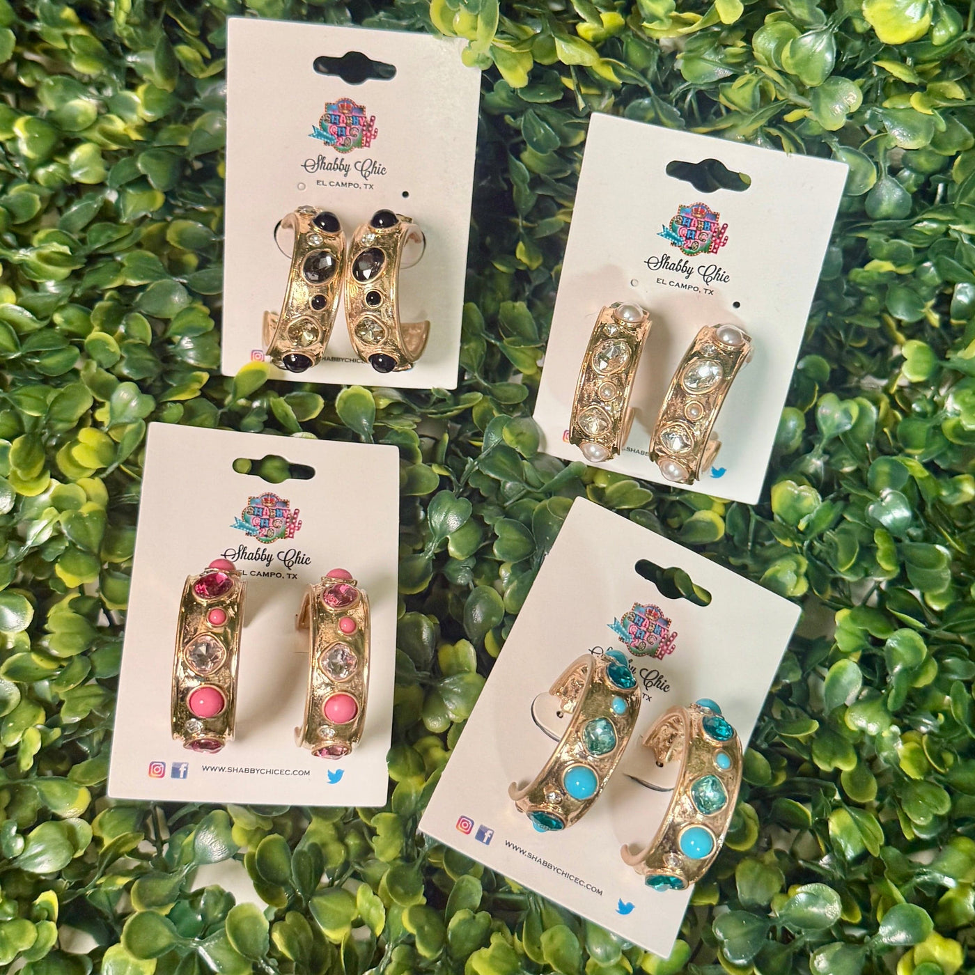 Bejeweled Hoop Earrings Shabby Chic Boutique and Tanning Salon