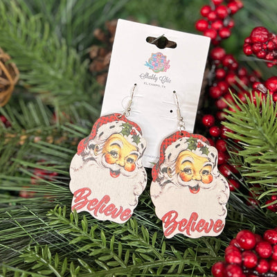 Believe Santa Earrings Shabby Chic Boutique and Tanning Salon