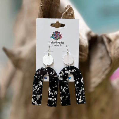 Black and Silver Rainbow Earrings Shabby Chic Boutique and Tanning Salon