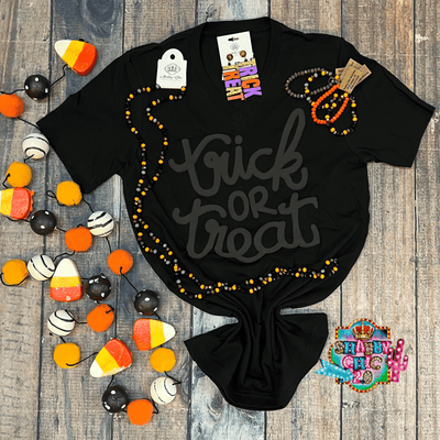 Black Leopard Trick or Treat Tee Shabby Chic Boutique and Tanning Salon
