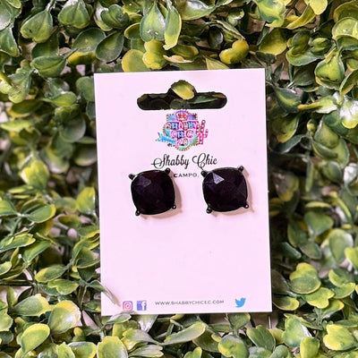 Black on Black Stud Earrings Shabby Chic Boutique and Tanning Salon