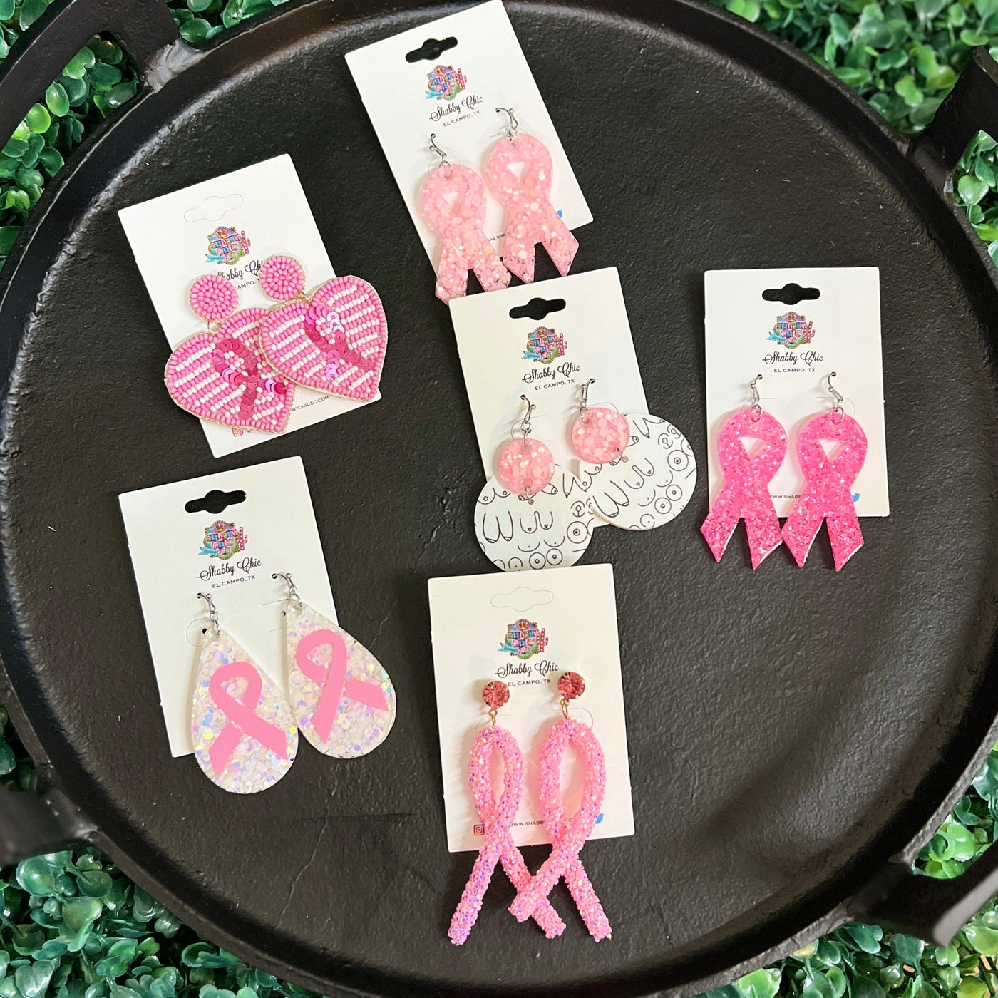 Breast Cancer Awareness Earrings Shabby Chic Boutique and Tanning Salon