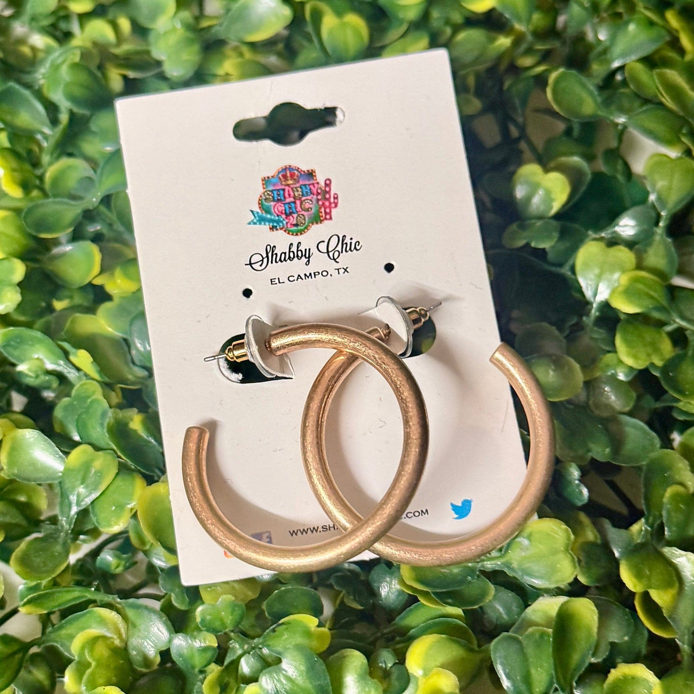 Brushed Gold Hoop Earrings Shabby Chic Boutique and Tanning Salon