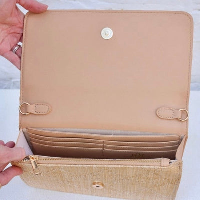 Bryn Clutch/Crossbody Natural Large Quilted Shabby Chic Boutique and Tanning Salon