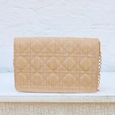 Bryn Clutch/Crossbody Natural Large Quilted Shabby Chic Boutique and Tanning Salon
