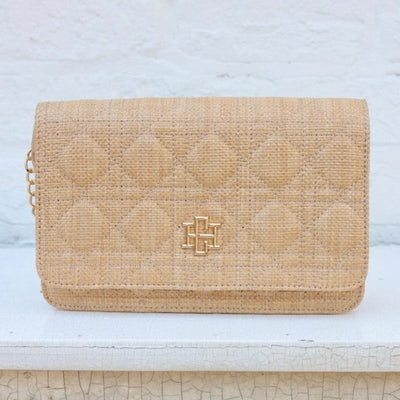 Bryn Clutch/Crossbody Natural Large Quilted Shabby Chic Boutique and Tanning Salon