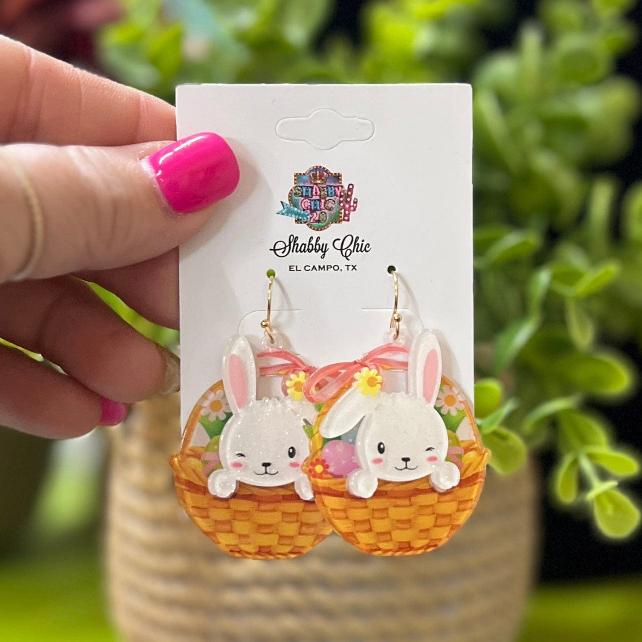 Bunny Basket Earrings Shabby Chic Boutique and Tanning Salon