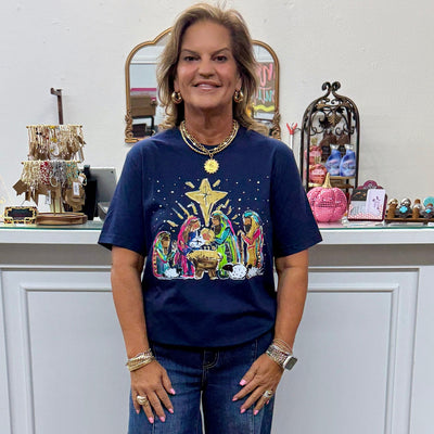 Callie Ann Stelter Nativity Scene Tee Shabby Chic Boutique and Tanning Salon