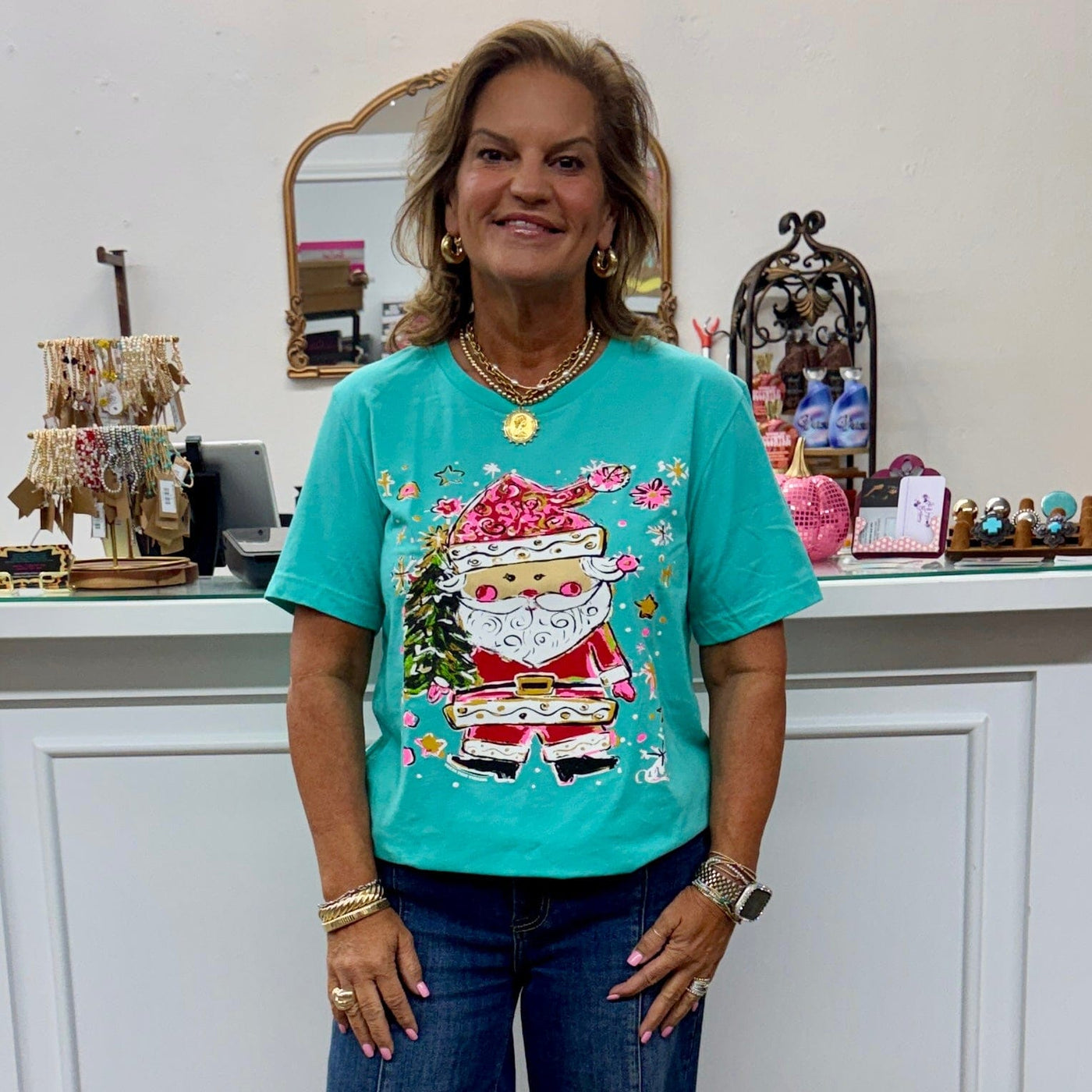 Callie Ann Stelter Santa Claus Tee Shabby Chic Boutique and Tanning Salon