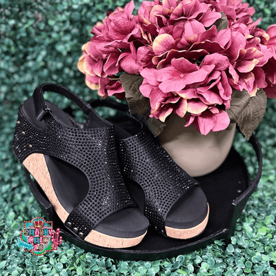 Carley Wedges - Black Crystals Shabby Chic Boutique and Tanning Salon