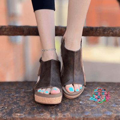 Carley Wedges - Chocolate Smooth Shabby Chic Boutique and Tanning Salon