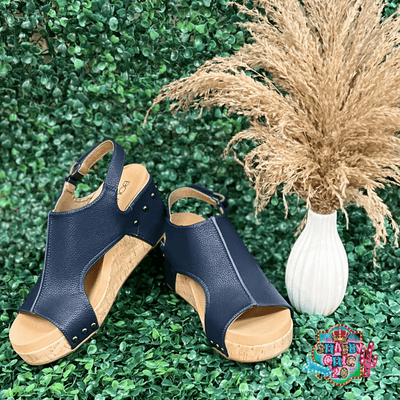 Carley Wedges - Navy Shabby Chic Boutique and Tanning Salon