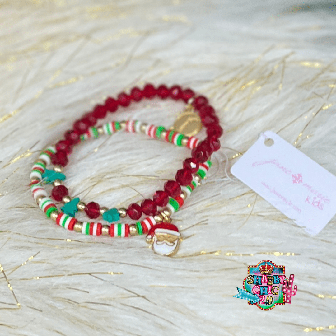 Children's Christmas Bracelets Shabby Chic Boutique and Tanning Salon Christmas Tree and Santa
