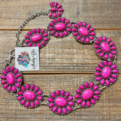 Children’s Circle Concho Link Belt - Dark Pink Shabby Chic Boutique and Tanning Salon