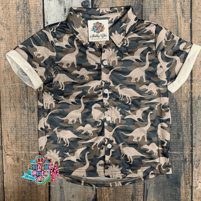 Children's Dino Camo Shirt Shabby Chic Boutique and Tanning Salon