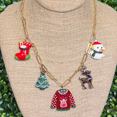 Christmas Charm Necklaces Shabby Chic Boutique and Tanning Salon Sweater Charm Necklace