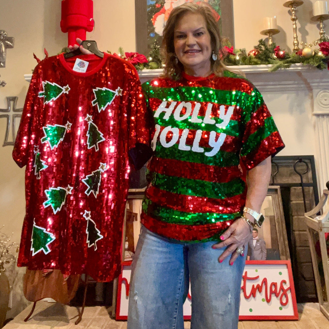 Christmas Sequin Top/Dress Holly Jolly
