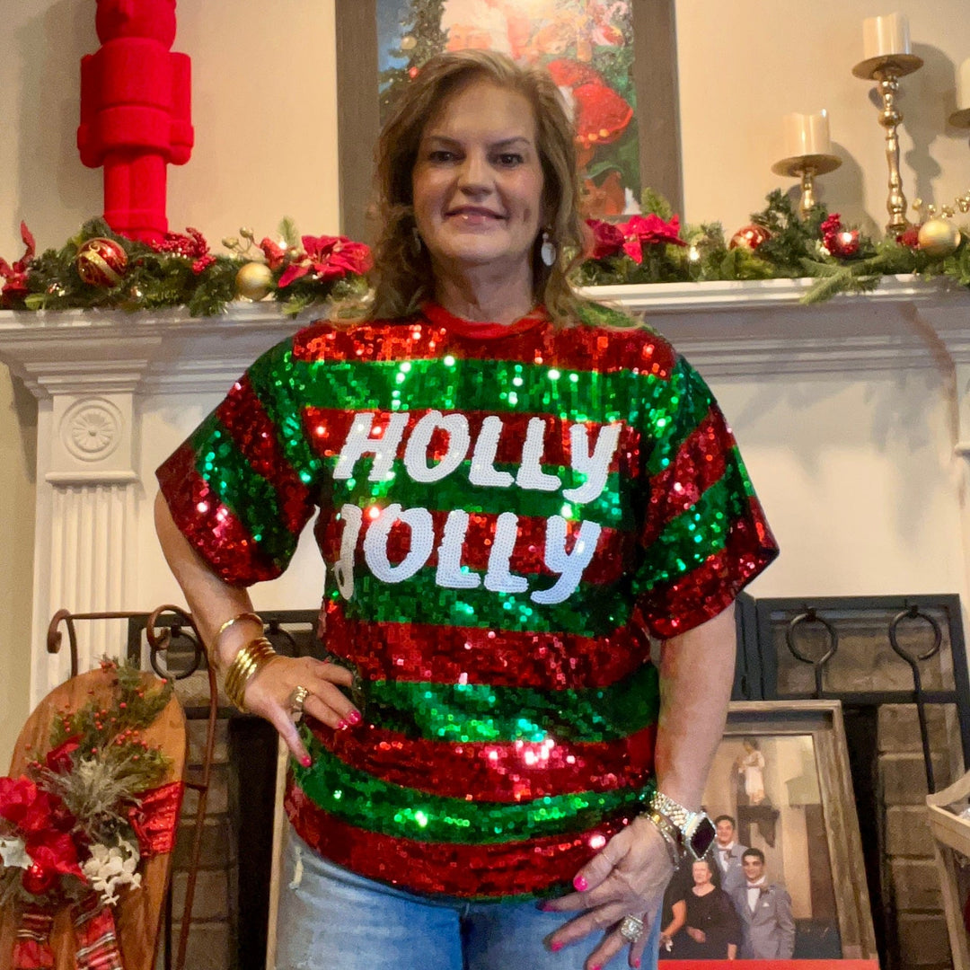 Christmas Sequin Top/Dress Holly Jolly