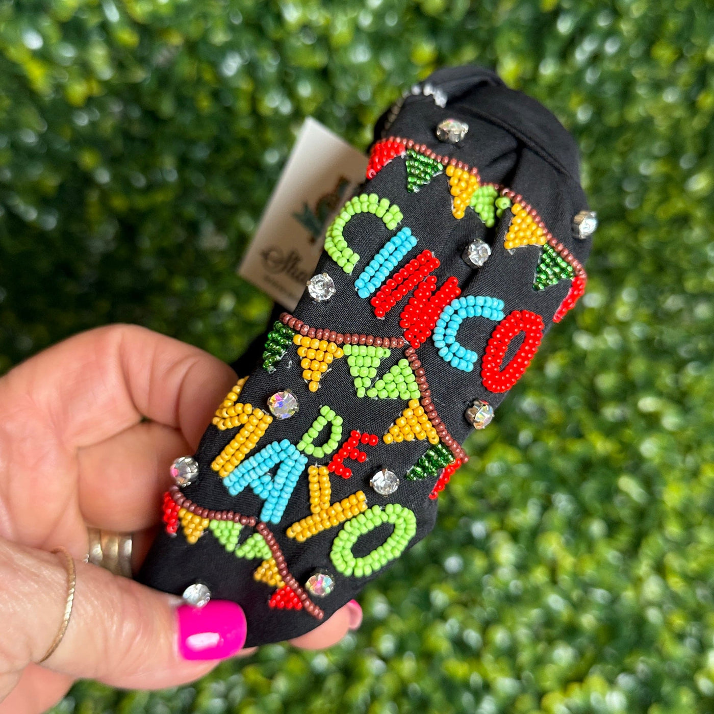 Cinco De Mayo Beaded Headbands Shabby Chic Boutique and Tanning Salon Black Cinco De Mayo
