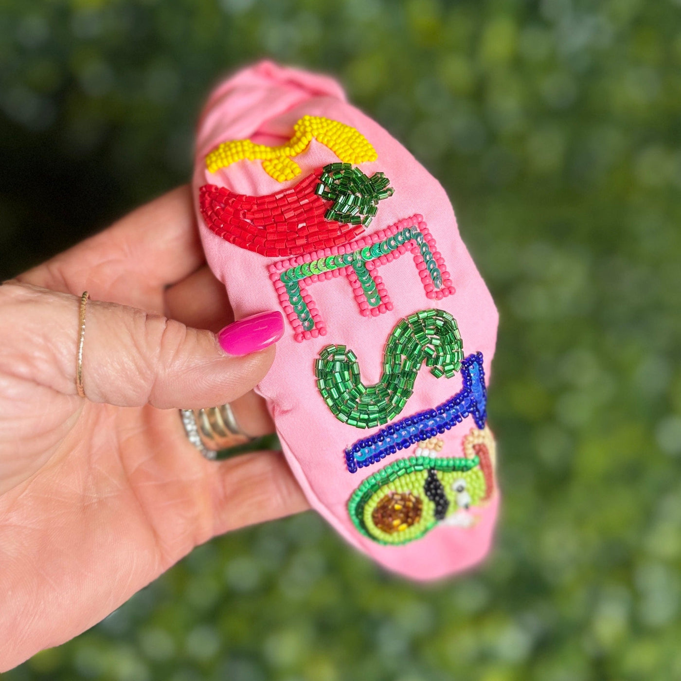 Cinco De Mayo Beaded Headbands Shabby Chic Boutique and Tanning Salon Pink Fiesta