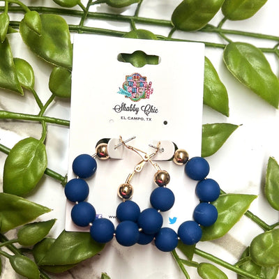 Clay Beaded Hoops - Navy Shabby Chic Boutique and Tanning Salon