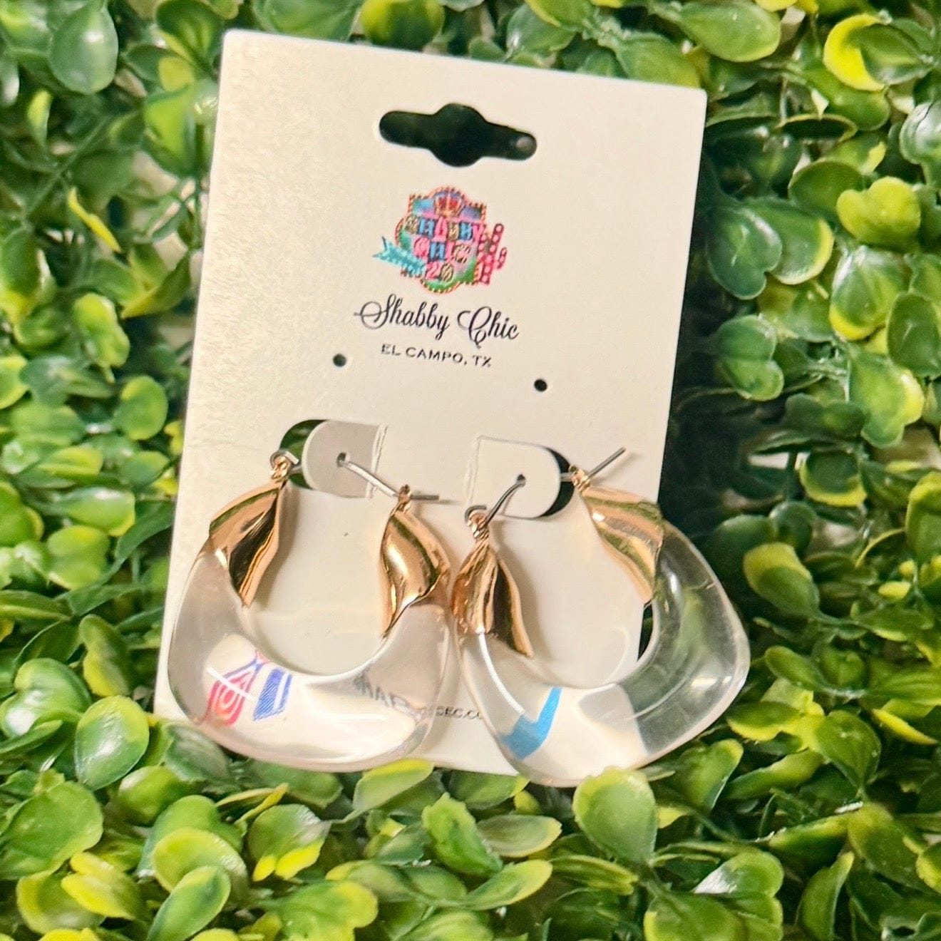 Clear Acrylic Hoop Earrings Shabby Chic Boutique and Tanning Salon