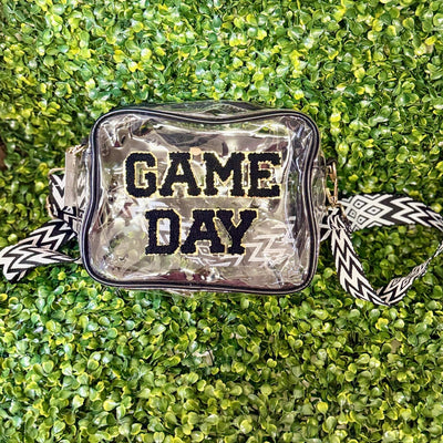 Clear Crossbody Game Day Bags Shabby Chic Boutique and Tanning Salon Black
