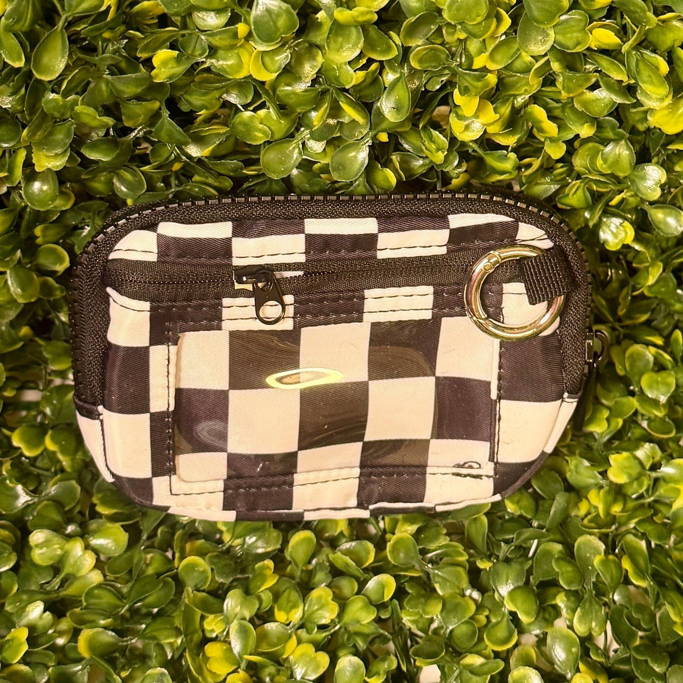 Coin/Credit Card Pouch Shabby Chic Boutique and Tanning Salon Black and White Checkered