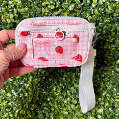 Coin/Credit Card Wristlet Shabby Chic Boutique and Tanning Salon Strawberries and Bows
