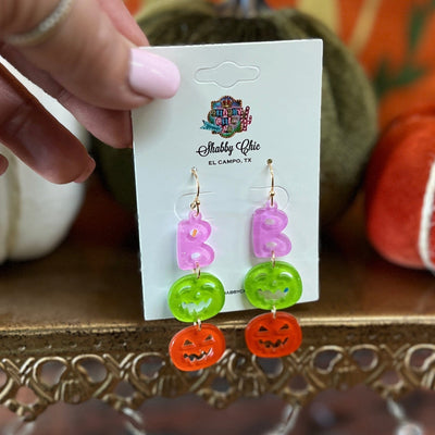 Colorful BOO Earrings Shabby Chic Boutique and Tanning Salon