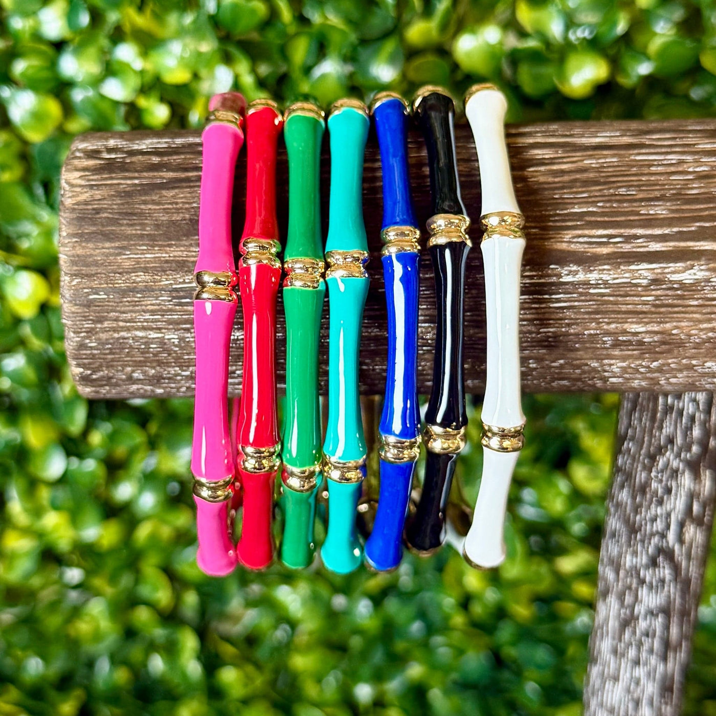 Colorful Enamel Bamboo Like Bracelets Shabby Chic Boutique and Tanning Salon