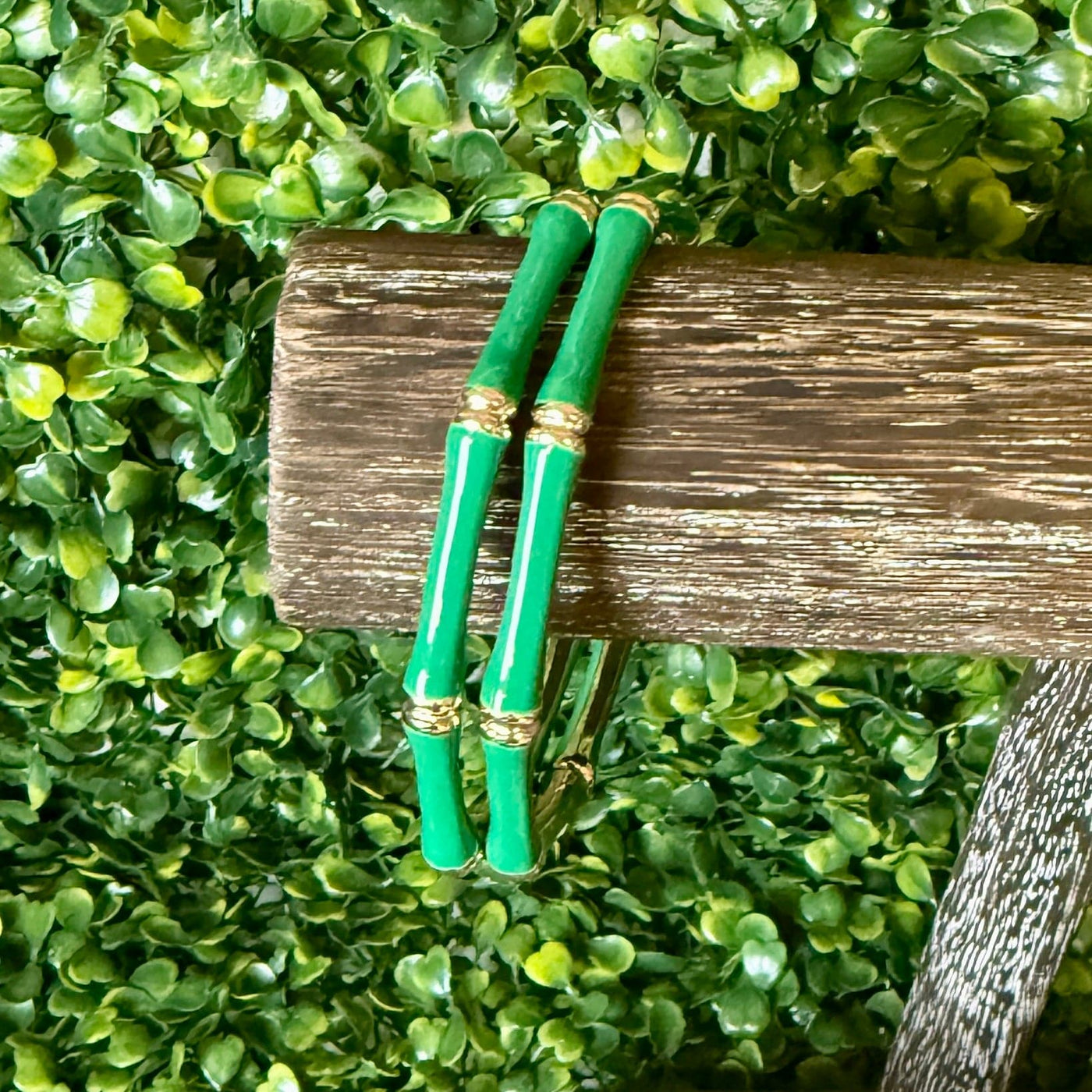 Colorful Enamel Bamboo Like Bracelets Shabby Chic Boutique and Tanning Salon Green