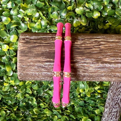 Colorful Enamel Bamboo Like Bracelets Shabby Chic Boutique and Tanning Salon Hot Pink