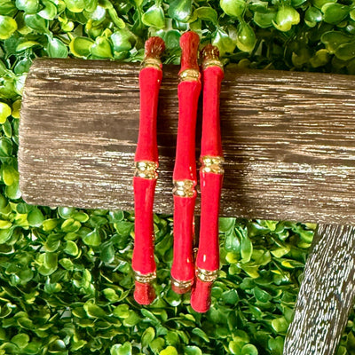 Colorful Enamel Bamboo Like Bracelets Shabby Chic Boutique and Tanning Salon Red