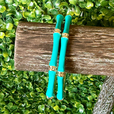 Colorful Enamel Bamboo Like Bracelets Shabby Chic Boutique and Tanning Salon Teal