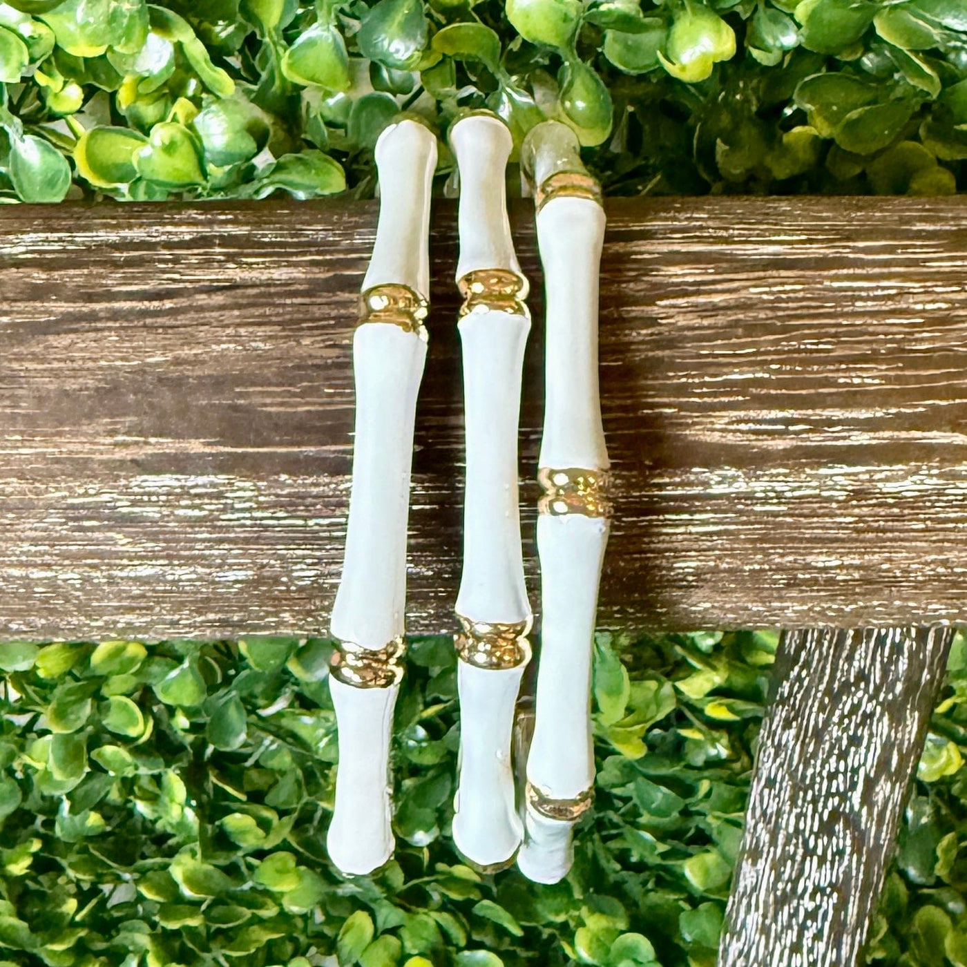 Colorful Enamel Bamboo Like Bracelets Shabby Chic Boutique and Tanning Salon White