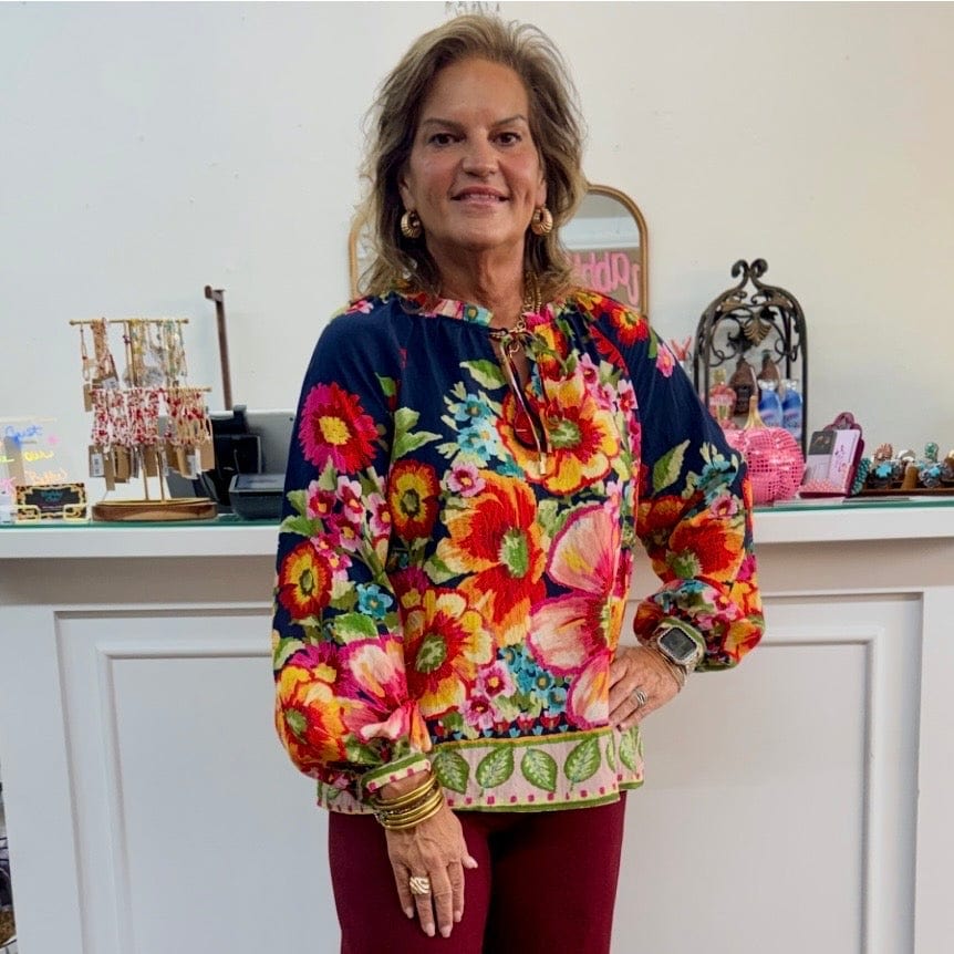 Colorful Floral Top Shabby Chic Boutique and Tanning Salon