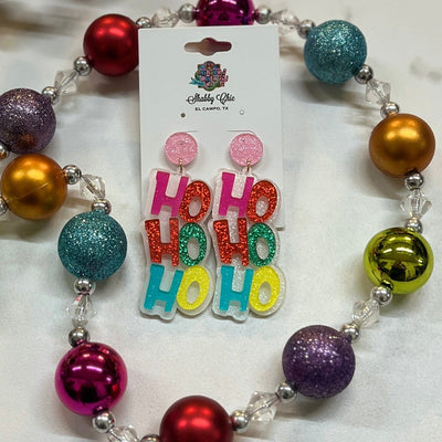 Colorful Ho Ho Ho Earrings Shabby Chic Boutique and Tanning Salon