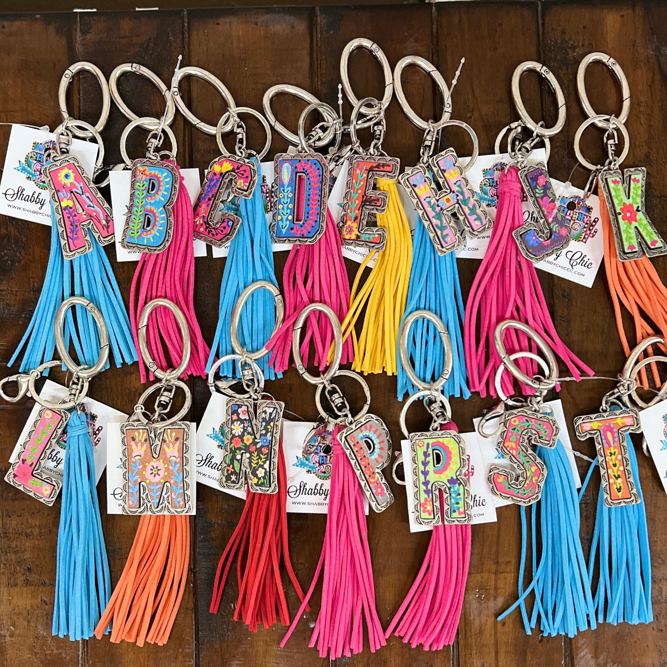 Colorful Initial Key Ring – Shabby Chic Boutique and Tanning Salon