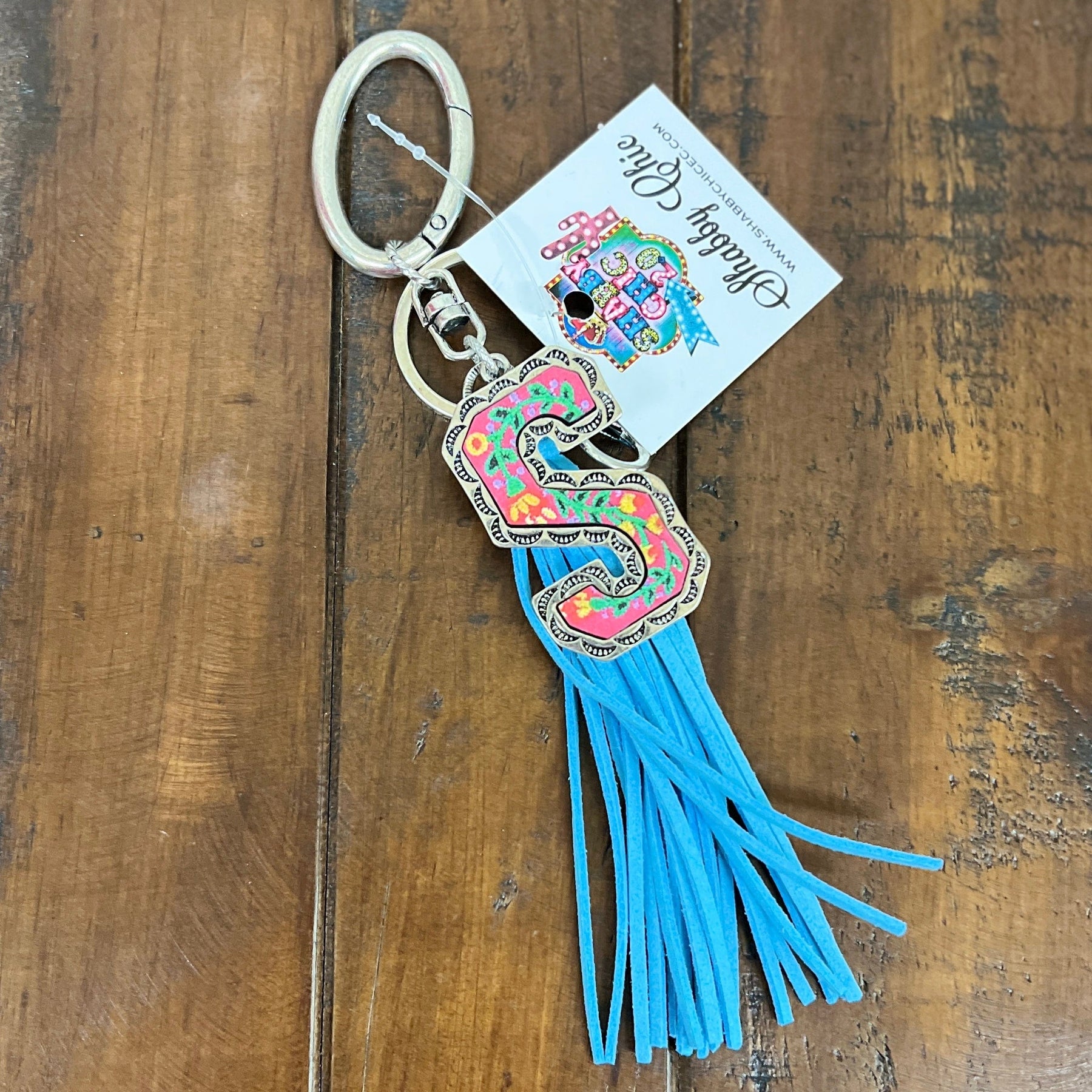 Key Rings Intial Colorful Initial Key Ring – Shabby Chic Boutique and Tanning Salon
