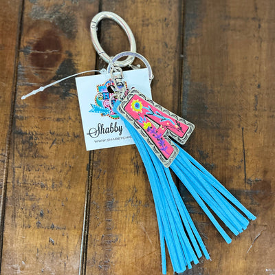 Colorful Initial Key Ring Shabby Chic Boutique and Tanning Salon A