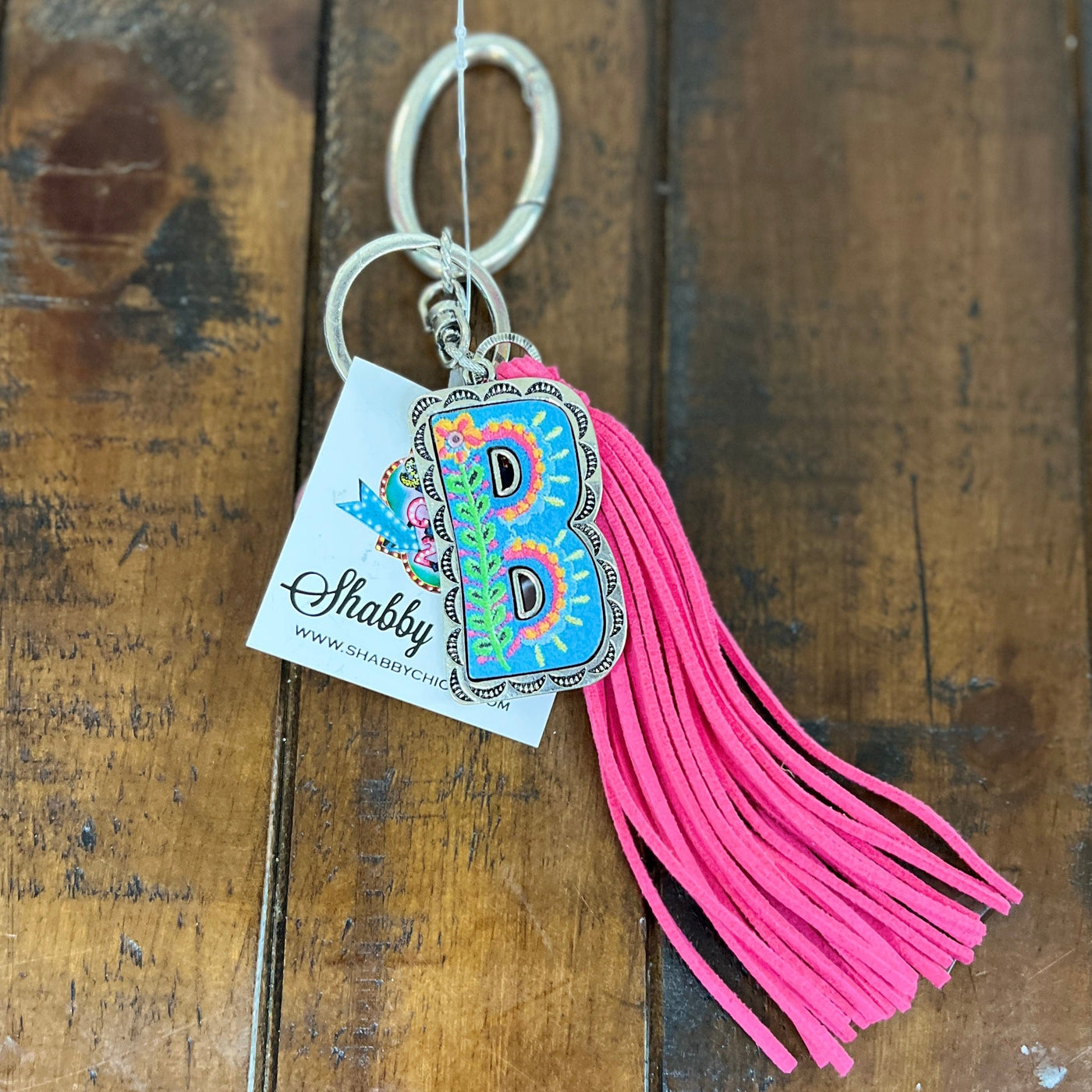 Colorful Initial Key Ring Shabby Chic Boutique and Tanning Salon B