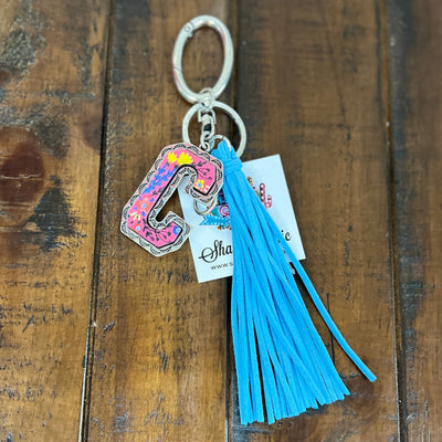 Colorful Initial Key Ring Shabby Chic Boutique and Tanning Salon C